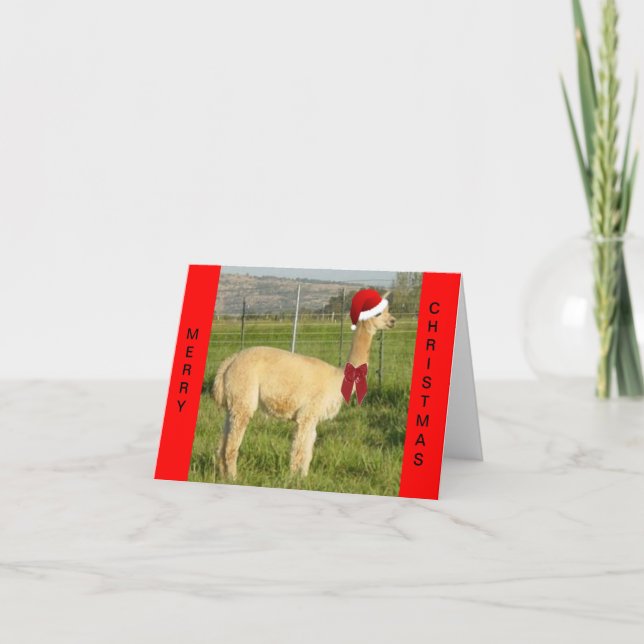 Cartes Pour Fêtes Annuelles Alpaca Père Noël (Devant)