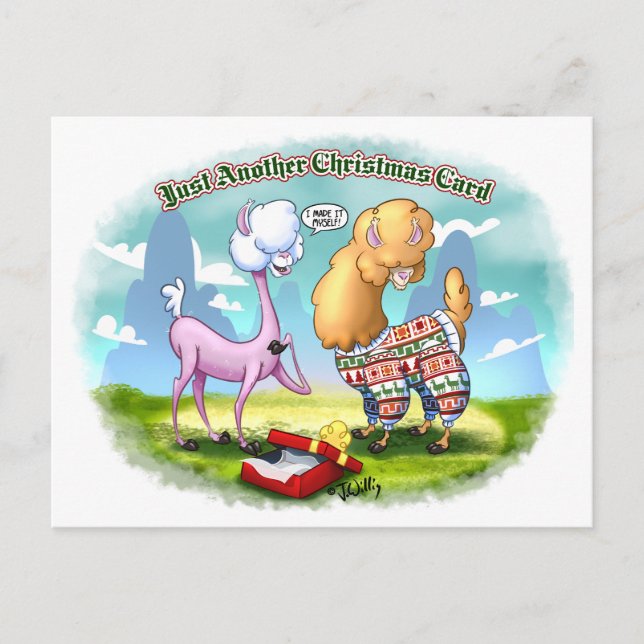 Cartes Pour Fêtes Annuelles ALPACA SWEATER par Jeff Willis Art (Devant)