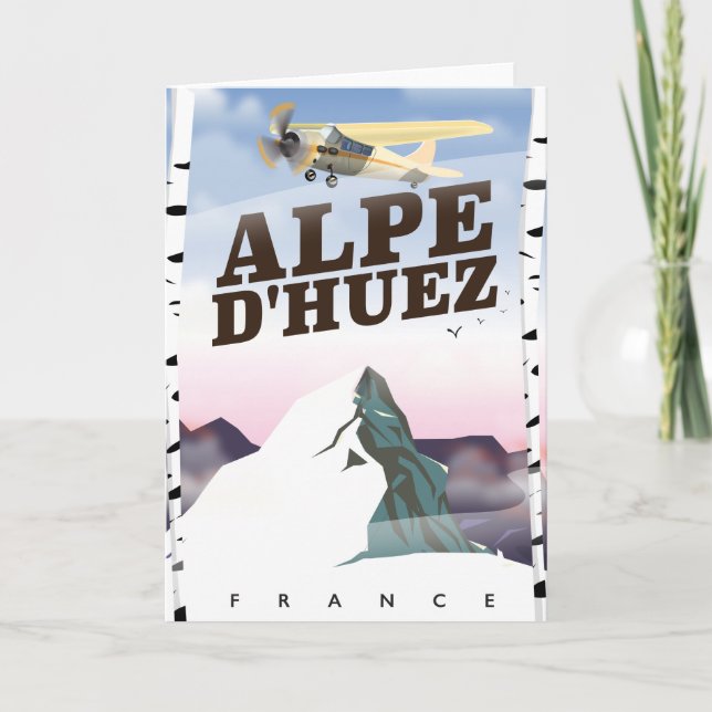 Cartes Pour Fêtes Annuelles Alpe d'Huez, poster de voyage ski en France (Devant)