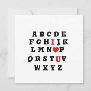 Cartes Pour Fêtes Annuelles alphabet de la Saint-Valentin je t'aime