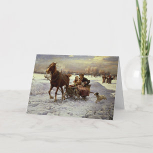 Cartes Pour Fêtes Annuelles Amants dans un traîneau