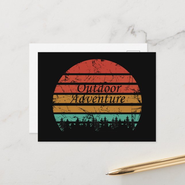 Cartes Pour Fêtes Annuelles Amateur de randonnée d'aventure en plein air (Devant/Arrière en situation)