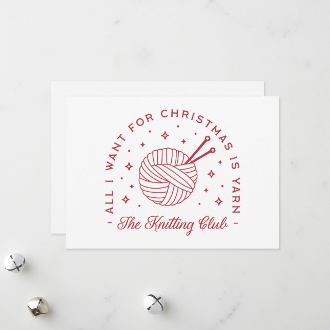 Cartes Pour Fêtes Annuelles Amateurs de fils de tricot Noël (Devant/Arrière en situation)