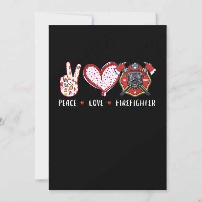 Cartes Pour Fêtes Annuelles Amateurs de pompiers Peace Love | Cadeaux pompiers (Devant)