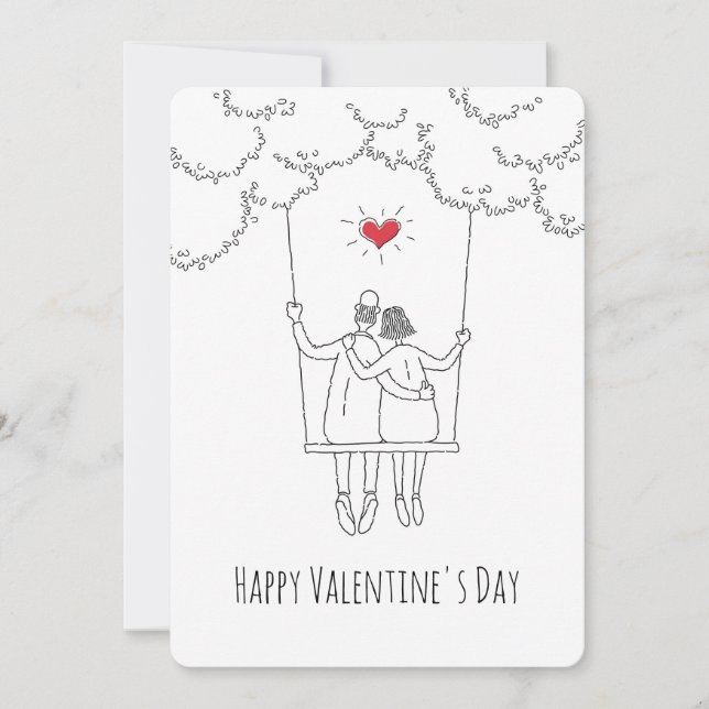 Cartes Pour Fêtes Annuelles Amateurs de swing Heureuses Saintes-Valentin Red H (Devant)