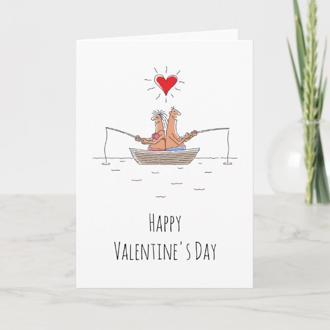 Cartes Pour Fêtes Annuelles Amateurs Heureuses Saintes-Valentin Pêche Coeur ro (Devant)