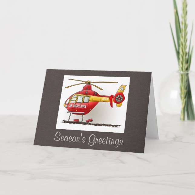 Cartes Pour Fêtes Annuelles Ambulance d'hélicoptère (Devant)