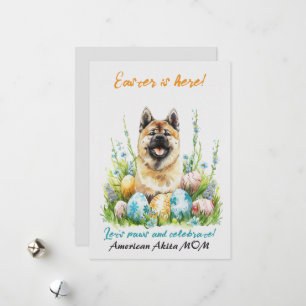 Cartes Pour Fêtes Annuelles American Akita aquarelle Pâques Chien Maman Papa