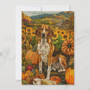 Cartes Pour Fêtes Annuelles American Anglais Foxhound Automne Harvest