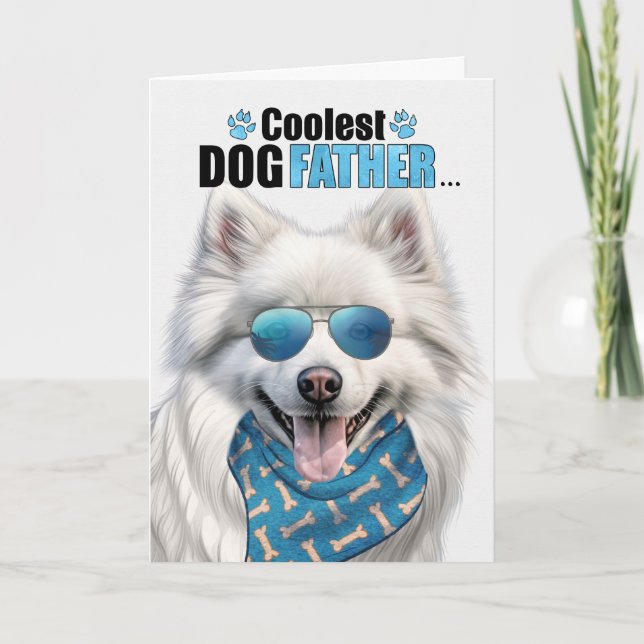 Cartes Pour Fêtes Annuelles American Eskimo Chien Coolest Papa Jamais Fête des (Devant)