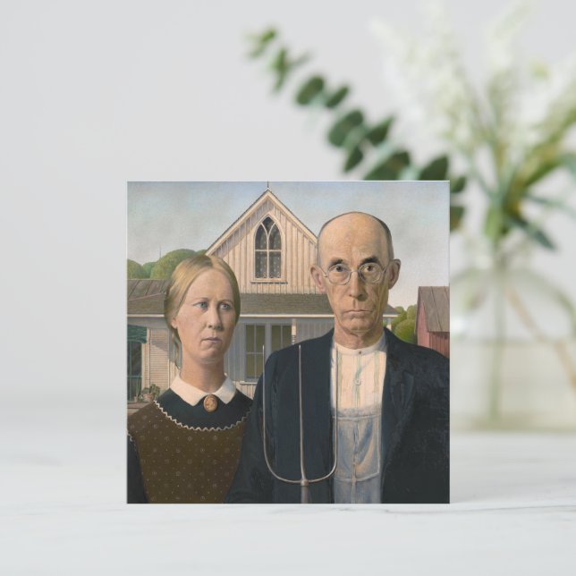 Cartes Pour Fêtes Annuelles American Gothic : Vie rurale pauvre paysan (Debout devant)