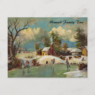 Cartes Pour Fêtes Annuelles American Winter Life scène de Noël