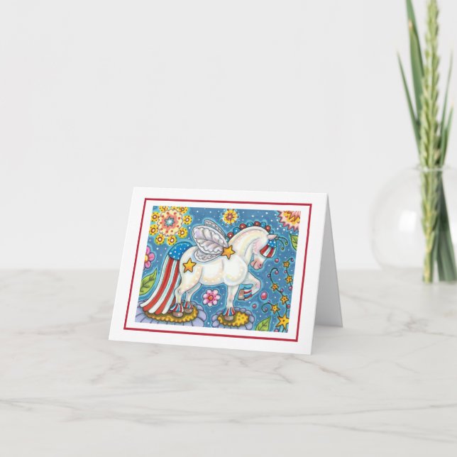 Cartes Pour Fêtes Annuelles AMÉRICANA WHIMSYNICKER PATRIOTIQUE PONY Imaginaire (Devant)