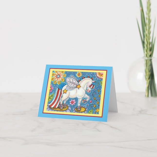 Cartes Pour Fêtes Annuelles AMÉRICANA WHIMSYNICKER PATRIOTIQUE PONY Imaginaire (Devant)