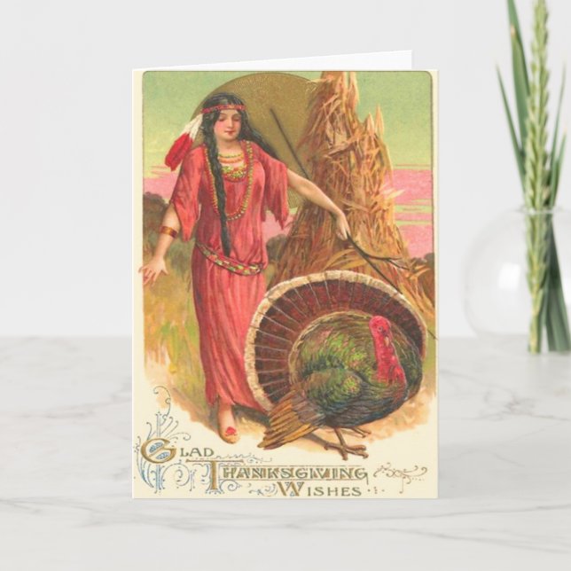 Cartes Pour Fêtes Annuelles Amérindien et Turquie (Devant)