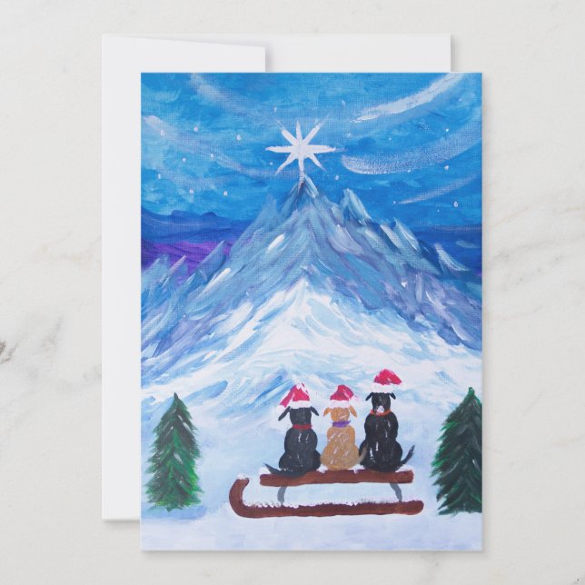 Cartes Pour Fêtes Annuelles Amis chiots d'hiver (Devant)