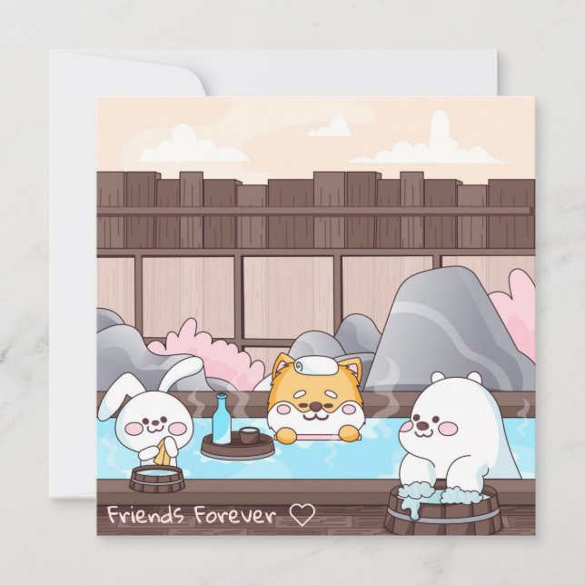 Cartes Pour Fêtes Annuelles Amis de Kawaii (Devant)