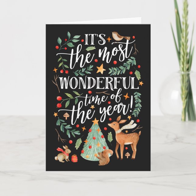 Cartes Pour Fêtes Annuelles Amis de la forêt | Black | (Devant)