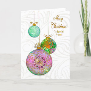Cartes Pour Fêtes Annuelles Amis de Noël Fancy Colorful Arbre Ornements