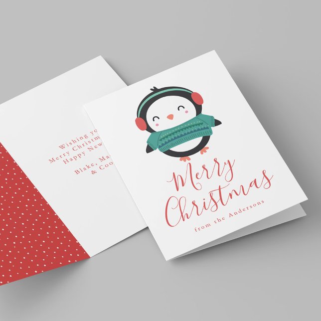 Cartes Pour Fêtes Annuelles Amis hivernaux mignons Pingouin non photo (Créateur téléchargé)
