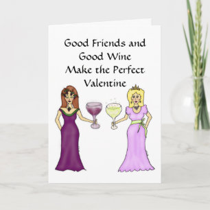 Cartes Pour Fêtes Annuelles Amitié des femmes du vin Salutation de la Saint-Va