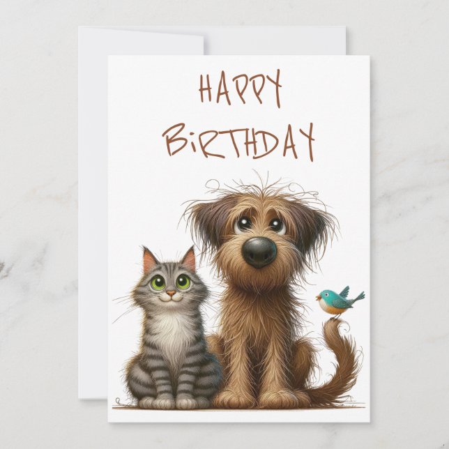 Cartes Pour Fêtes Annuelles Amitié ironique du chien et du chat (Devant)