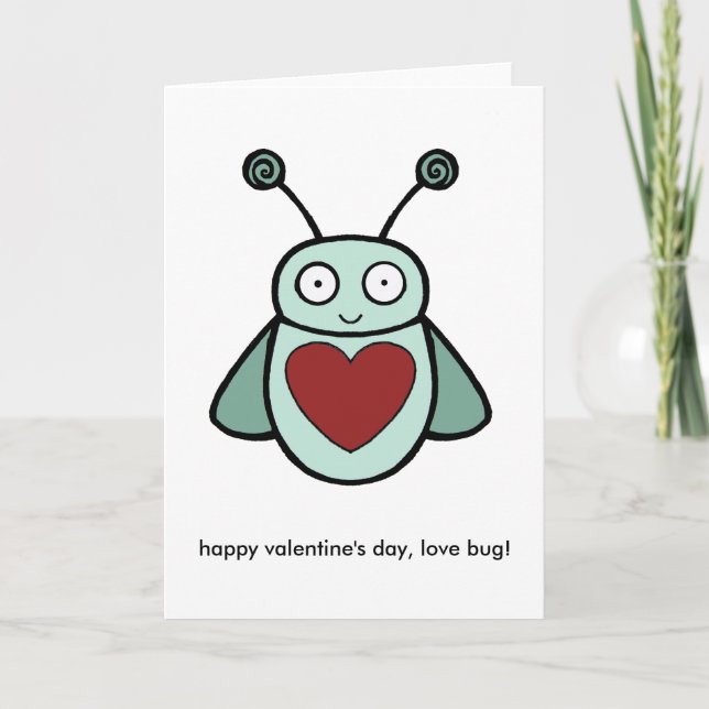 Cartes Pour Fêtes Annuelles Amour Bug, heureuse Sainte-Valentin, amour bug! (Devant)