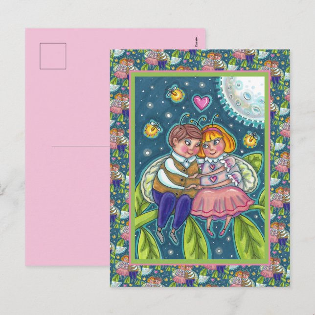 CARTES POUR FÊTES ANNUELLES AMOUR BUGS, FLIX & PLEINE LUNE, CUTE VALENTINE (Devant / Derrière)