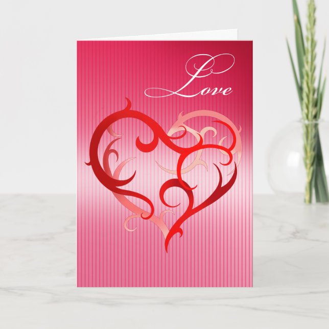 Cartes Pour Fêtes Annuelles Amour - coeur de Curlique (Devant)
