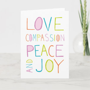 Cartes Pour Fêtes Annuelles Amour, Compassion, Paix, Joie