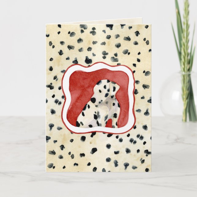Cartes Pour Fêtes Annuelles "Amour de chiot," art dalmatien de chiot par (Devant)