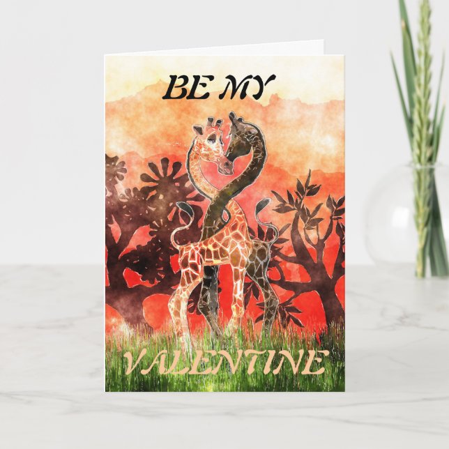Cartes Pour Fêtes Annuelles Amour de girafe - soyez mon Valentine (Devant)