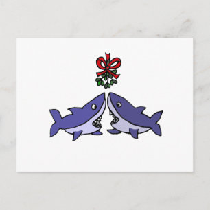 Cartes Pour Fêtes Annuelles Amour de Noël amusant requin Mistletoe