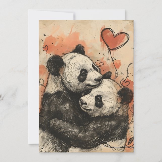 Cartes Pour Fêtes Annuelles Amour de Panda la Saint-Valentin (Devant)