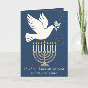 Cartes Pour Fêtes Annuelles Amour et Paix Simple classique et Élégant Hanukkah