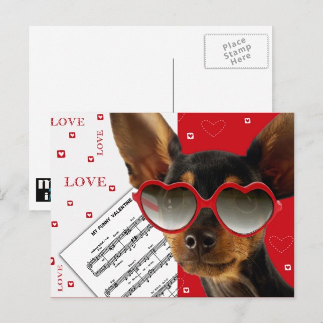 Cartes Pour Fêtes Annuelles Amour. Funny Chien Saint Valentin (Devant / Derrière)