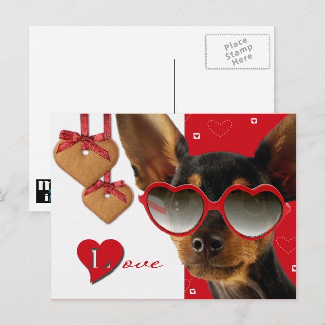 Cartes Pour Fêtes Annuelles Amour. Funny Chien Saint Valentin (Devant / Derrière)