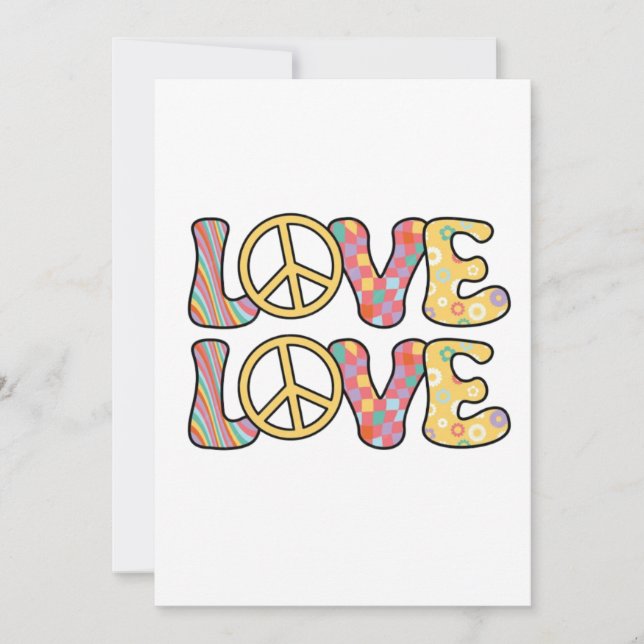 Cartes Pour Fêtes Annuelles Amour hippie rétro (Devant)