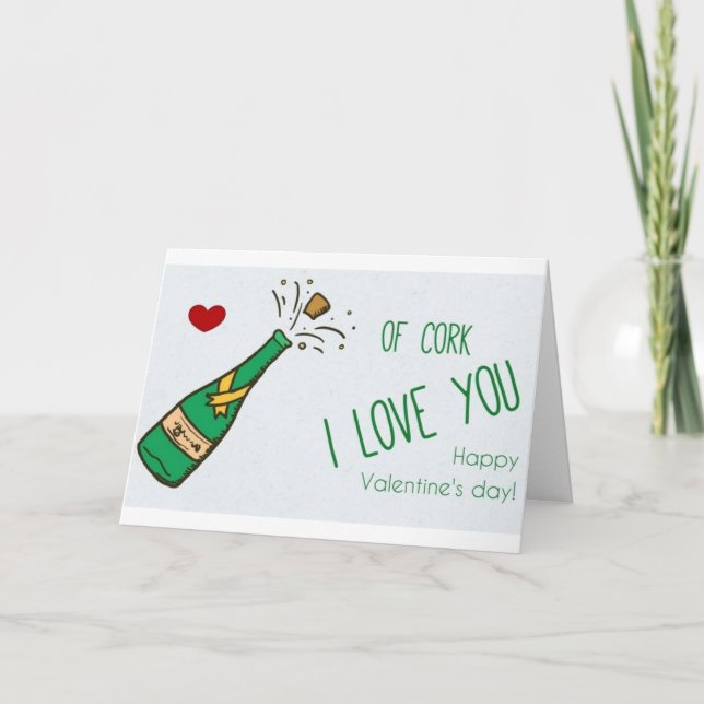 CARTES POUR FÊTES ANNUELLES AMOUR & HUMOUR VIN POUR LA JOURNÉE DE VALENTINE (Devant)