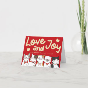 Cartes Pour Fêtes Annuelles Amour & Joie Chats Mignons Drôles Modernes qui cha