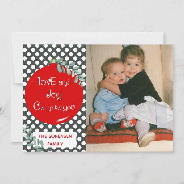 Cartes Pour Fêtes Annuelles Amour & Joie Venez À Vous Photo De Noël (Devant)