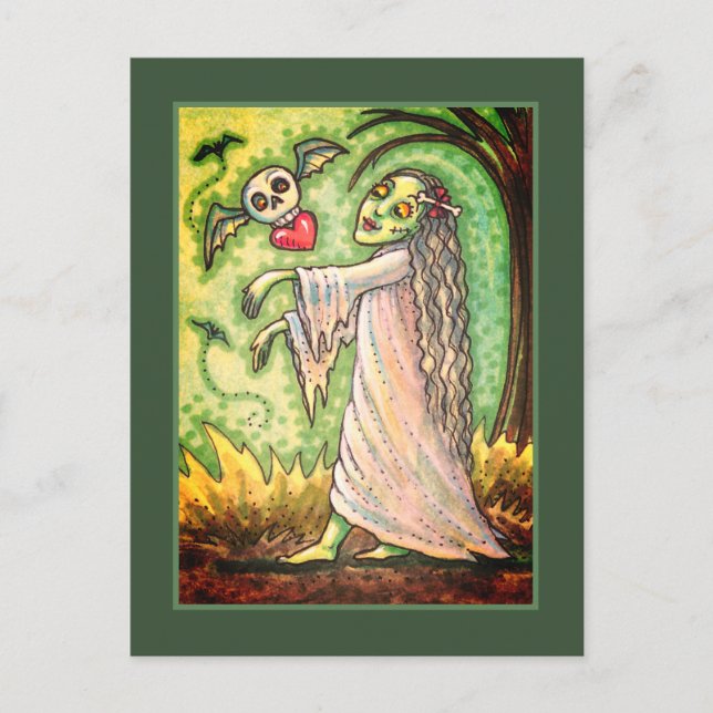 CARTES POUR FÊTES ANNUELLES AMOUR MALADE FILLE ZOMBIE SUIVANT SON COEUR, WHIMS (Devant)
