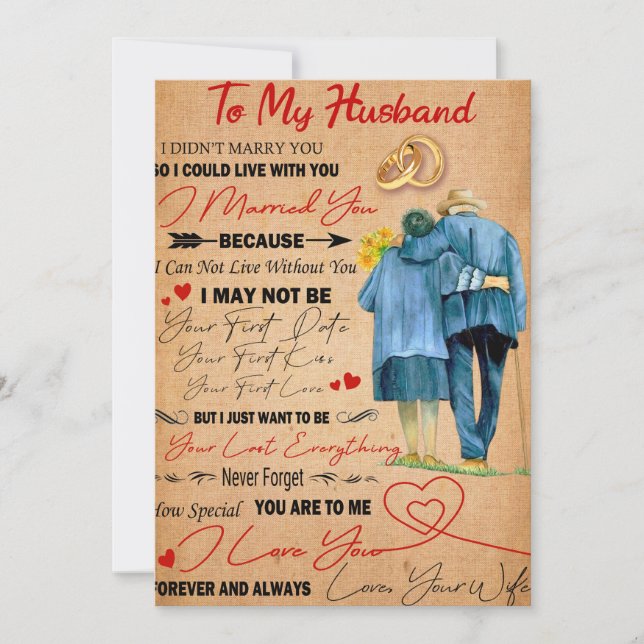 Cartes Pour Fêtes Annuelles Amour Mari | Lettre À Mon Mari Je T'Aime (Devant)