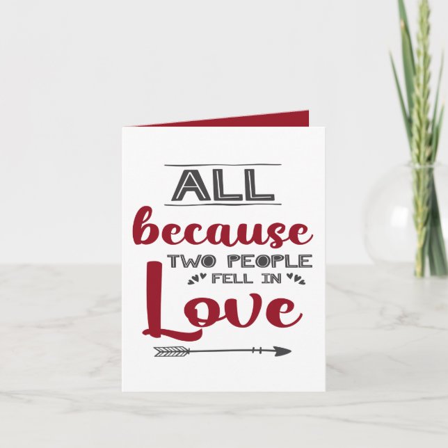 Cartes Pour Fêtes Annuelles Amour minimal en lettres rouges et grises (Devant)