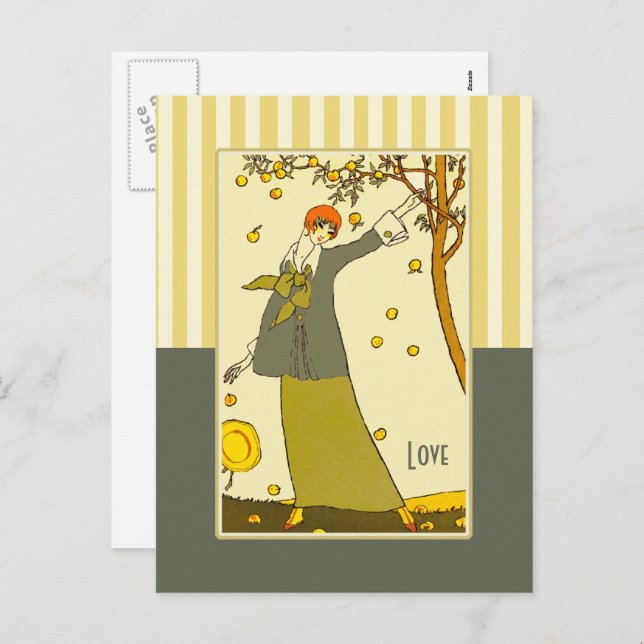 Cartes Pour Fêtes Annuelles Amour. Saint-Valentin Art déco (Devant / Derrière)