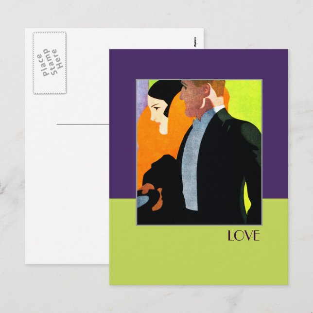 Cartes Pour Fêtes Annuelles Amour. Saint-Valentin Art déco (Devant / Derrière)