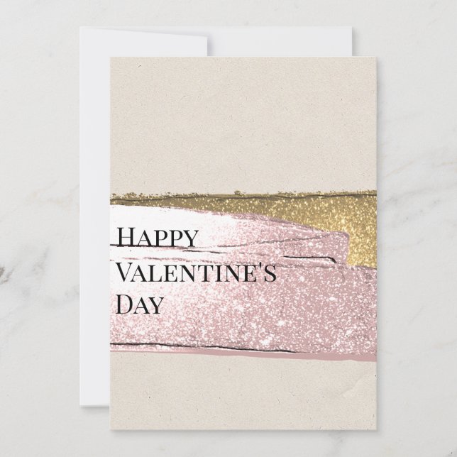 Cartes Pour Fêtes Annuelles Amour simple, Or élégant : Heureuse Sainte-Valenti (Devant)