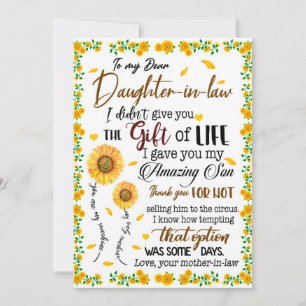 Cartes Pour Fêtes Annuelles Amoureux de la fille   À ma belle-fille