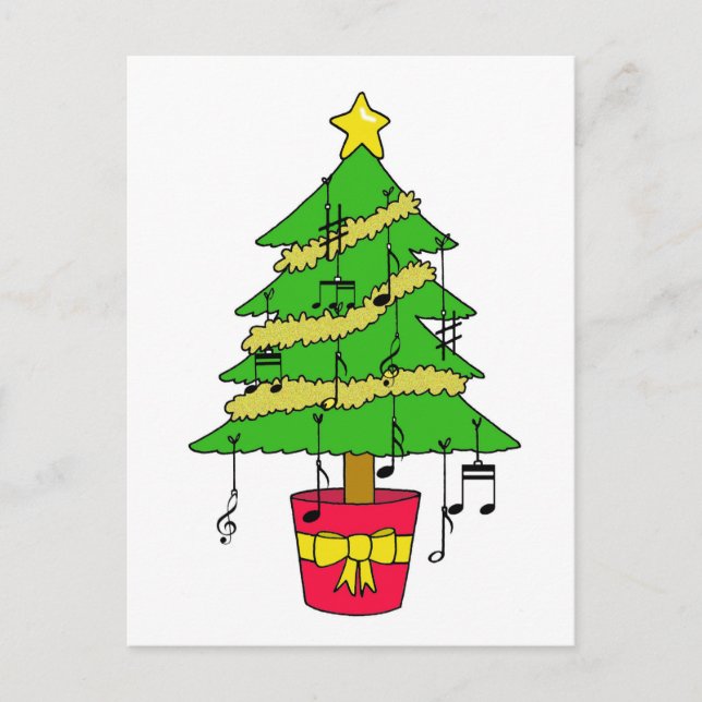 Cartes Pour Fêtes Annuelles Amoureux de la musique Joyeux arbre de Noël (Devant)