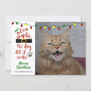 Cartes Pour Fêtes Annuelles amoureux de les chats, "Cher Père Noël, le chien l
